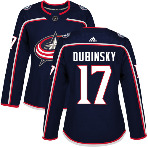 Adidas Columbus Blue Jackets #17 Brandon Dubinsky Navy Blue Home Authentic Women Stitched NHL Jersey->women nhl jersey->Women Jersey